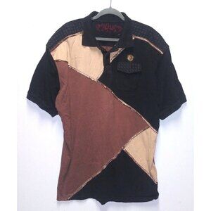 Crown Holder Mens T Shirt 3XL Black Brown colorblock Polo shirt Golden logo SS